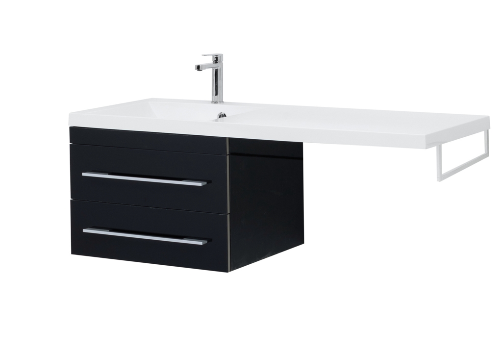 Тумба с раковиной Aquanet Верона 120 L черный (подвесная, 2 ящика) 0018017500239565 - Вид №2