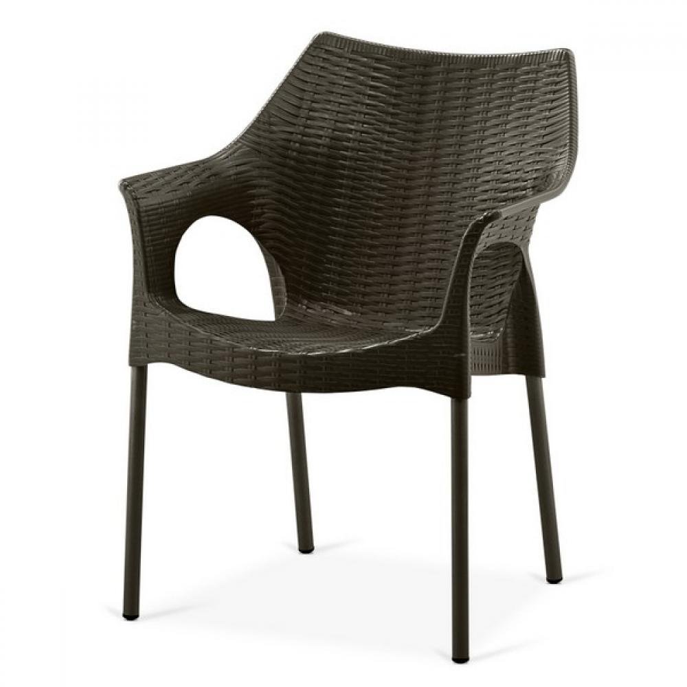 Пластиковое кресло из полипропилена коричневое AFINA  240968 Коричневый  - Вид №1