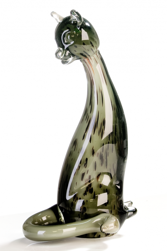 87282 Casablanca, стеклянная скульптура "Кошка", цвет серый Santreyd 