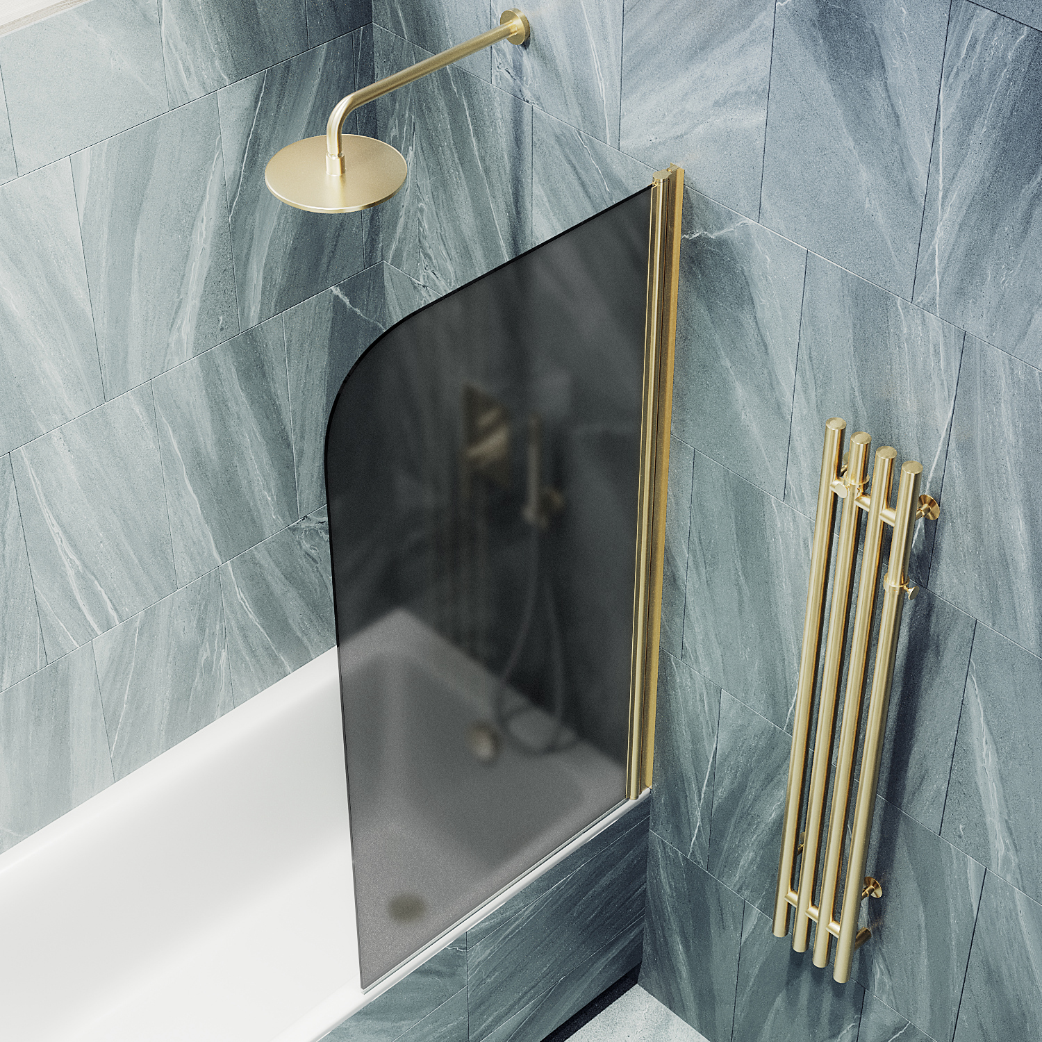 Шторка для ванны поворотная на монопетле ST-624-3 Public Steel