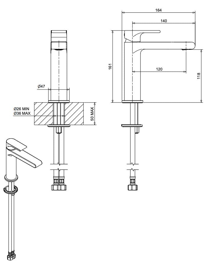 Однорычажный смеситель для раковины без слива Bugnatese Simple ARCH-00049919 - Вид №2