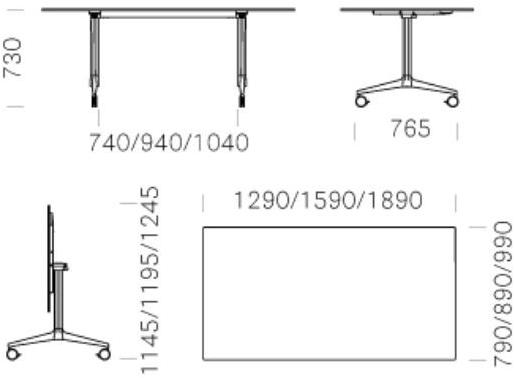 Pedrali Прямоугольный складной металлический стол на колесиках sun-id-1436672 - Вид №7