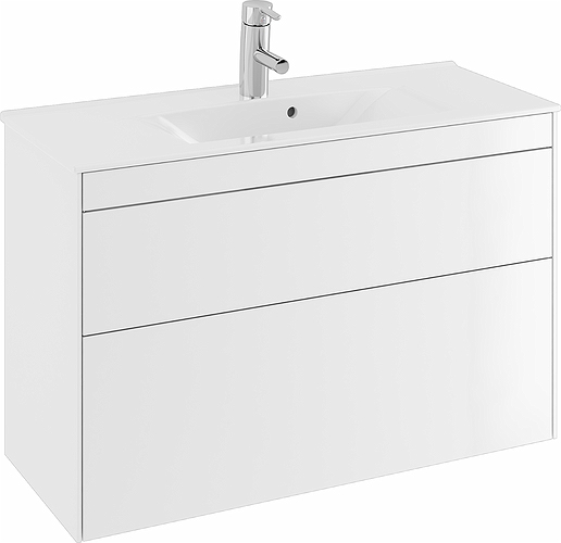 47375 IFO Sense тумба для тонкой раковины с двумя ящиками, компактная, W = 900 мм, W1 = 915 мм, белый - Вид №8