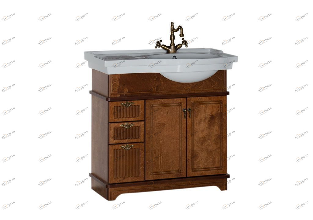 Тумба с раковиной Aquanet Луис 90 R темный орех 0017698700176639