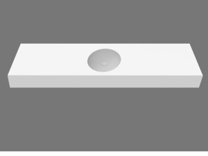 Круглый одиночный подвесной умывальник в твердой поверхности