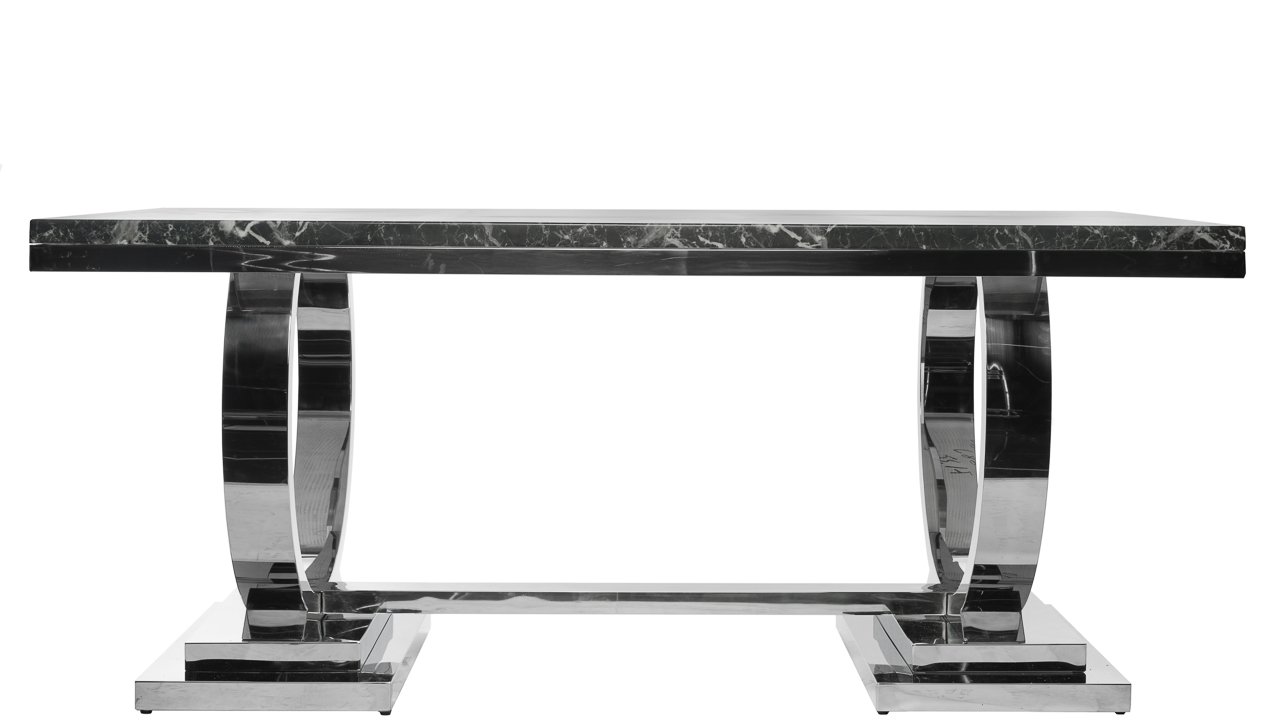 Обеденный стол прямоугольный темно-серый искусственный мрамор на основании хром 180 см Donna ДОМАШНЯЯ ОБСТАНОВКА SKY 045152 Серый;хром Santreyd - Вид №1