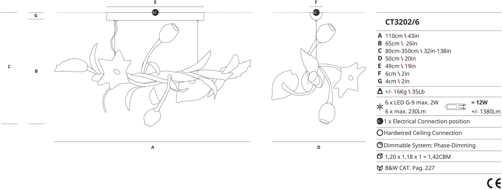 Serip Подвесной светильник из бронзы ручной работы Bouquet Ct3202/6 - Вид №1