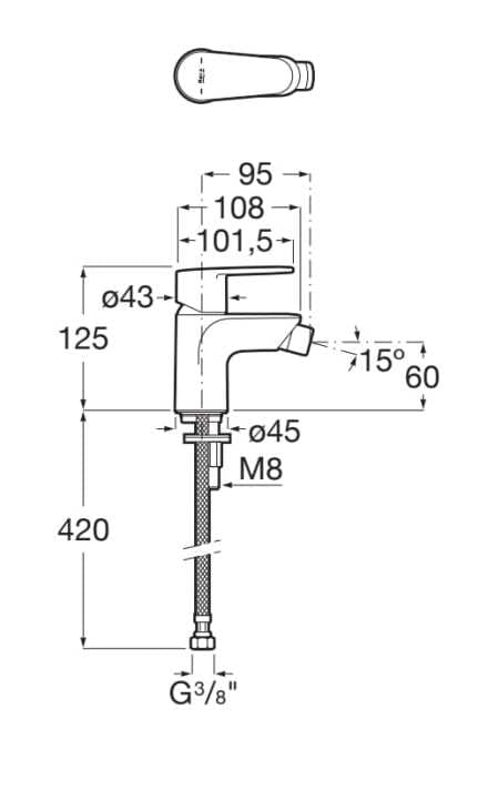 Смеситель для биде из латуни без слива Roca Victoria Plus ARCH-00100110 - Вид №3