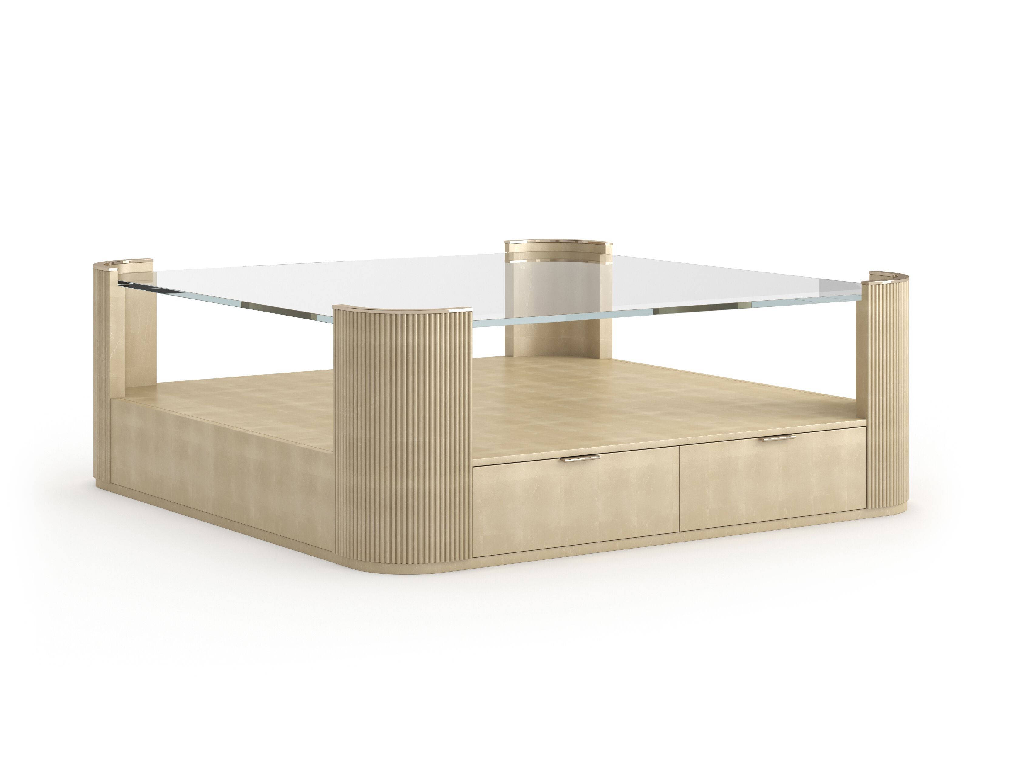 Квадратный деревянный и стеклянный журнальный столик с отсеком для хранения Caracole Love ARCH-00037247 - Вид №4