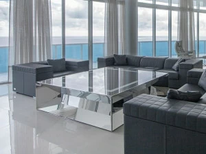 Officine Sandrini Прямоугольный журнальный столик из стали и стекла Frame