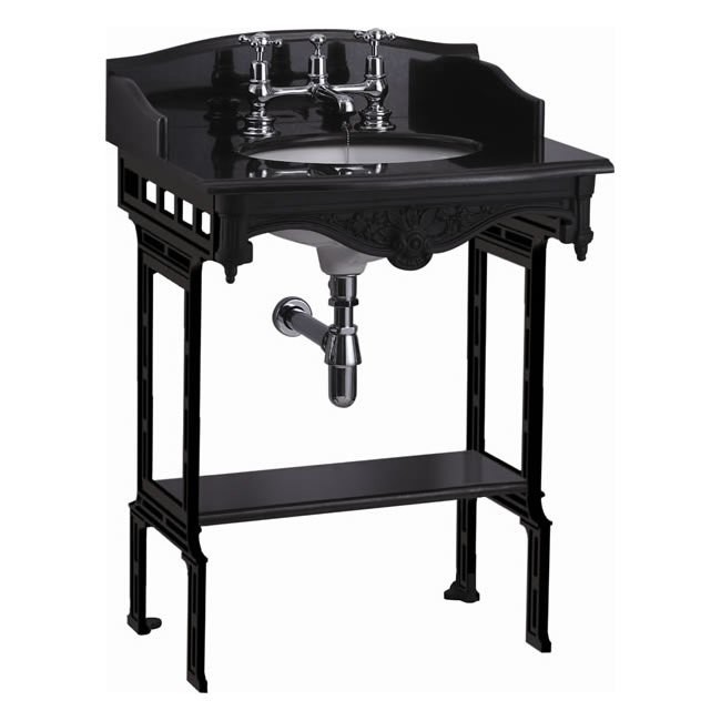 Гранитная столешница на 1,2 или 3 отверстия с подстольем из черного алюминия  Burlington G7 1TH, T48 BLA, G12 65см х 57,5см  - Вид №1