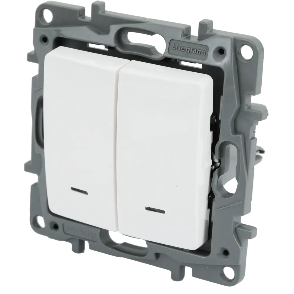 Legrand ETIKA — двухклавишный выключатель с подсветкой 82153472 STLM-1479360
