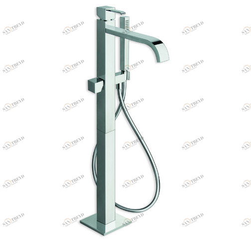 CRIQM189 Напольный смеситель для ванны, внешние части для CRICS290 с гибким шлангом LONG LIFE и ручным душем против известкового налета с независимым смешиванием - Свободный поток Cristina Rubinetterie 