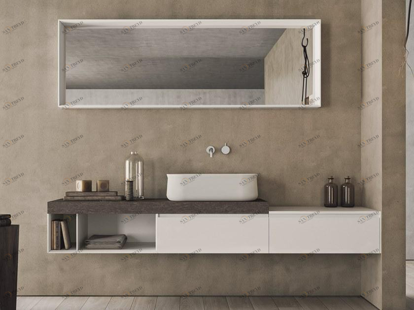 NOVELLO Тумба под умывальник из лакированного HPL с ящиками и зеркалом Calix xl sun-id-1437672