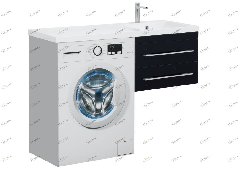 Тумба с раковиной Aquanet Верона 120 R черный (подвесная, 2 ящика) 0018017500239568