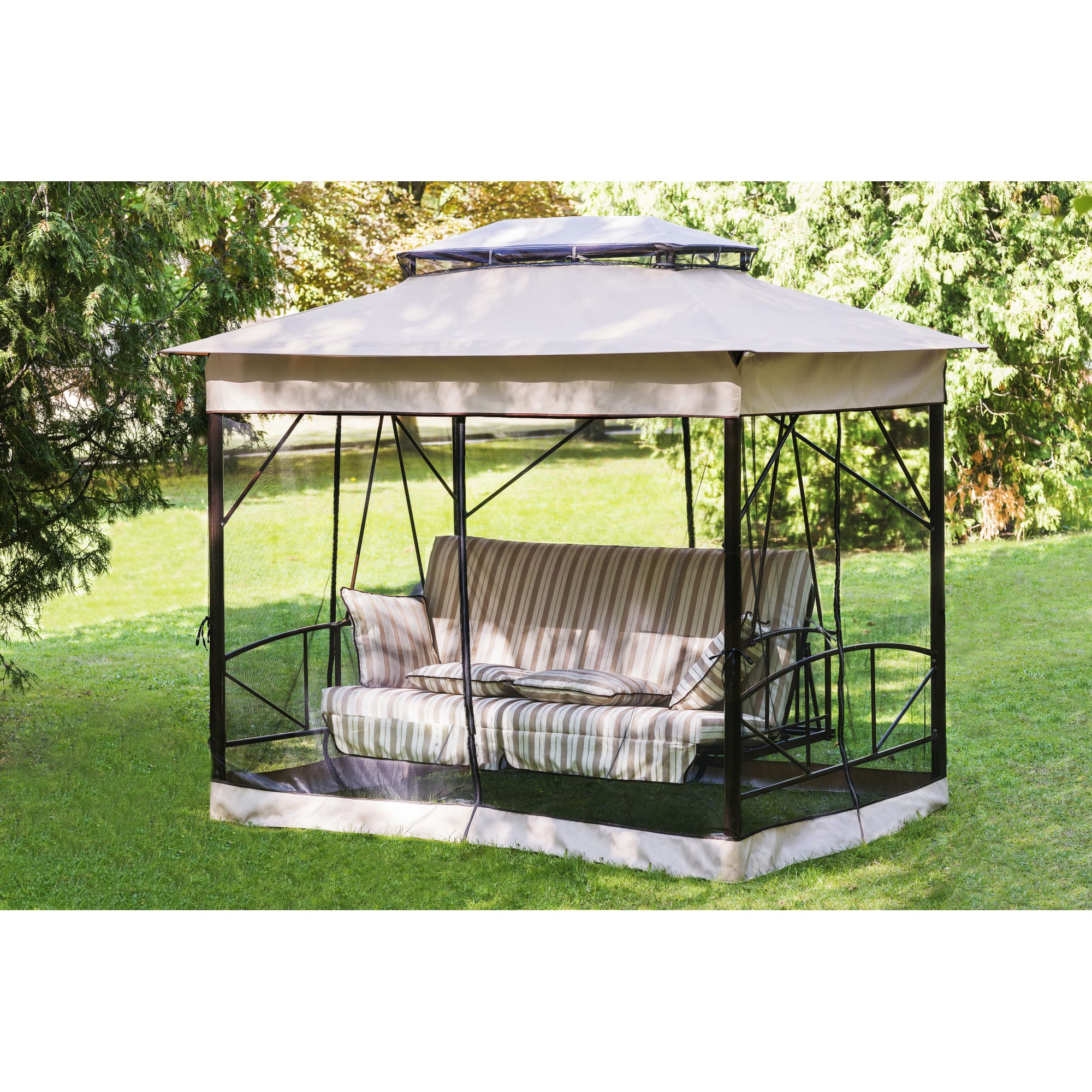 82120202 Качели-павильон садовые 4-х местные (до 280 кг) бежевый Santreyd  - Вид №2