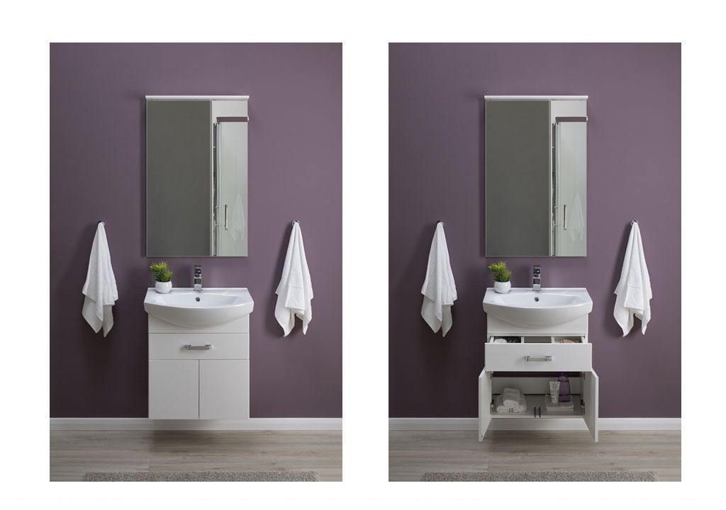 Мебель для ванной Aquanet Ирис 60 белый (1 ящик, 2 дверцы) 00198812 - Вид №5