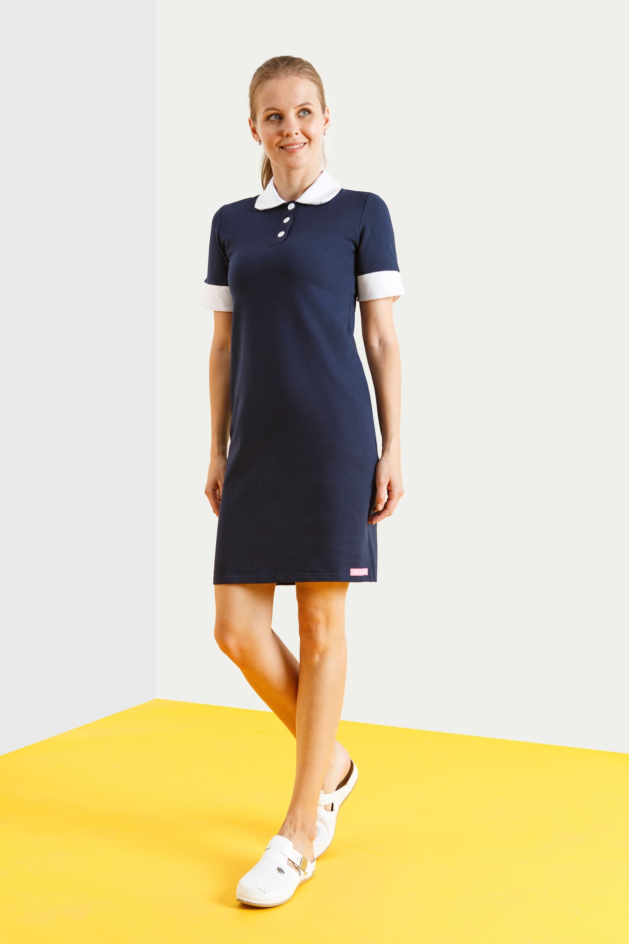 64662 Платье-поло трикотажное цвет NAVY (темно-синий) GRACE  Одежда для обслуживающего персонала  размер 54 (XXXL)  - Вид №2