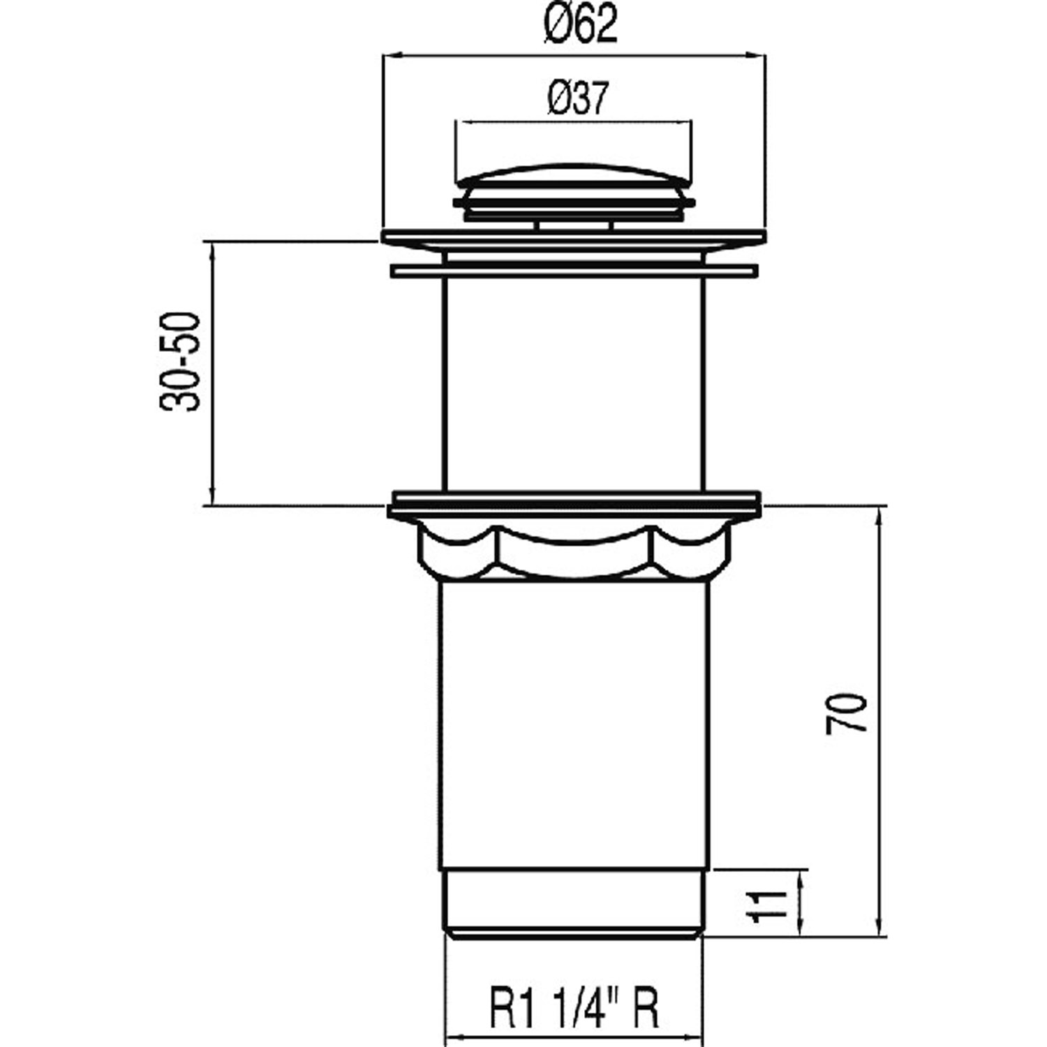 Сливной клапан Click-clack для умывальника без перелива-13454050 TRES Drain - Вид №1