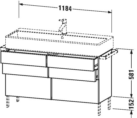 VA658903838 Vero Air Тумбочка напольная Доломитово-серый глянцевый лак Duravit - Вид №1