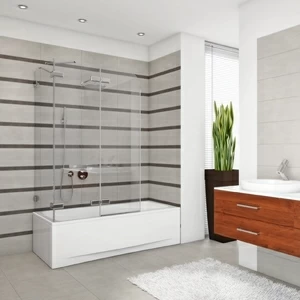 Шторка на ванну 140x160 GV-863C прозрачное стекло 6 мм GUTEWETTER TREND PEARL