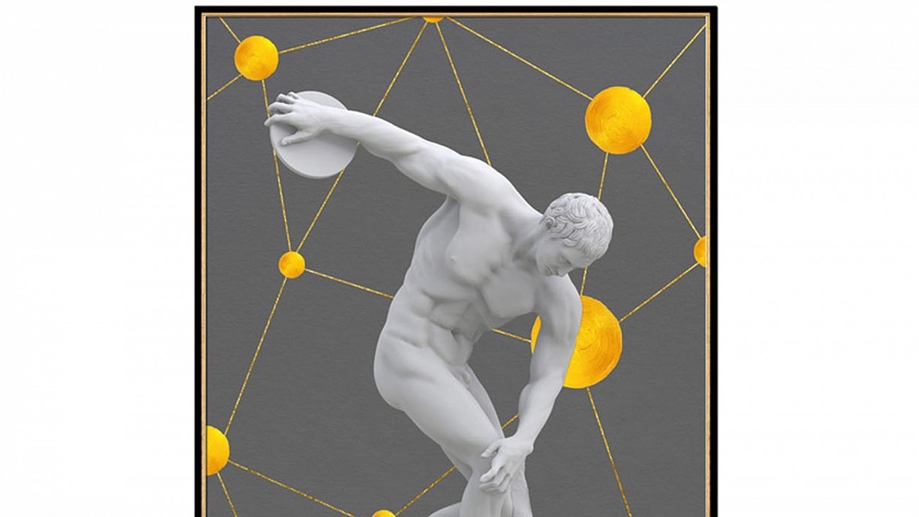 Постер прямоугольный на художественной бумаге 80х60 см "Мирон Дискобол" EVENHOME ДИЗАЙНЕРСКИЕ 00-3878782 Белый;золото;черный  - Вид №2