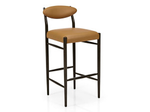 Деревянный мягкий барный стул с подставкой для ног