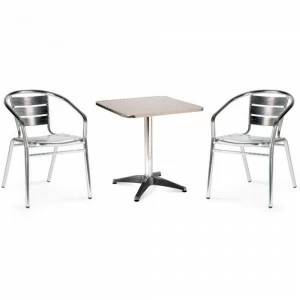 Мебель садовая металлическая, стол и стулья на 2 персоны AFINA МЕБЕЛЬ ДЛЯ ЛЕТНЕГО КАФЕ 130390 Серебро;хром