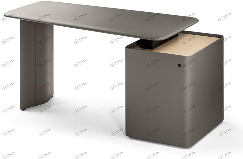 Poltrona Frau Прямоугольный кожаный письменный стол со встроенной полкой L'ufficio - sistemi direzionali 5644710 a - 5644710 b