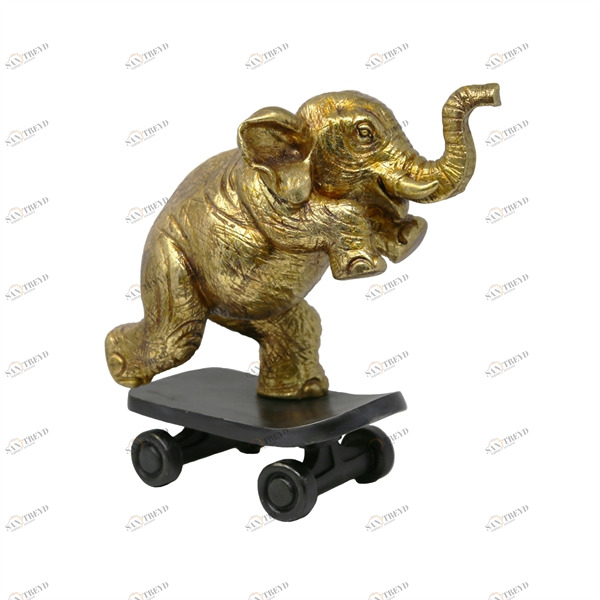 Статуэтка 13х29 см золотая "Слон на скейте" BUREAU СЛОН, ЖИВОТНЫЕ 263047 Золото;черный 