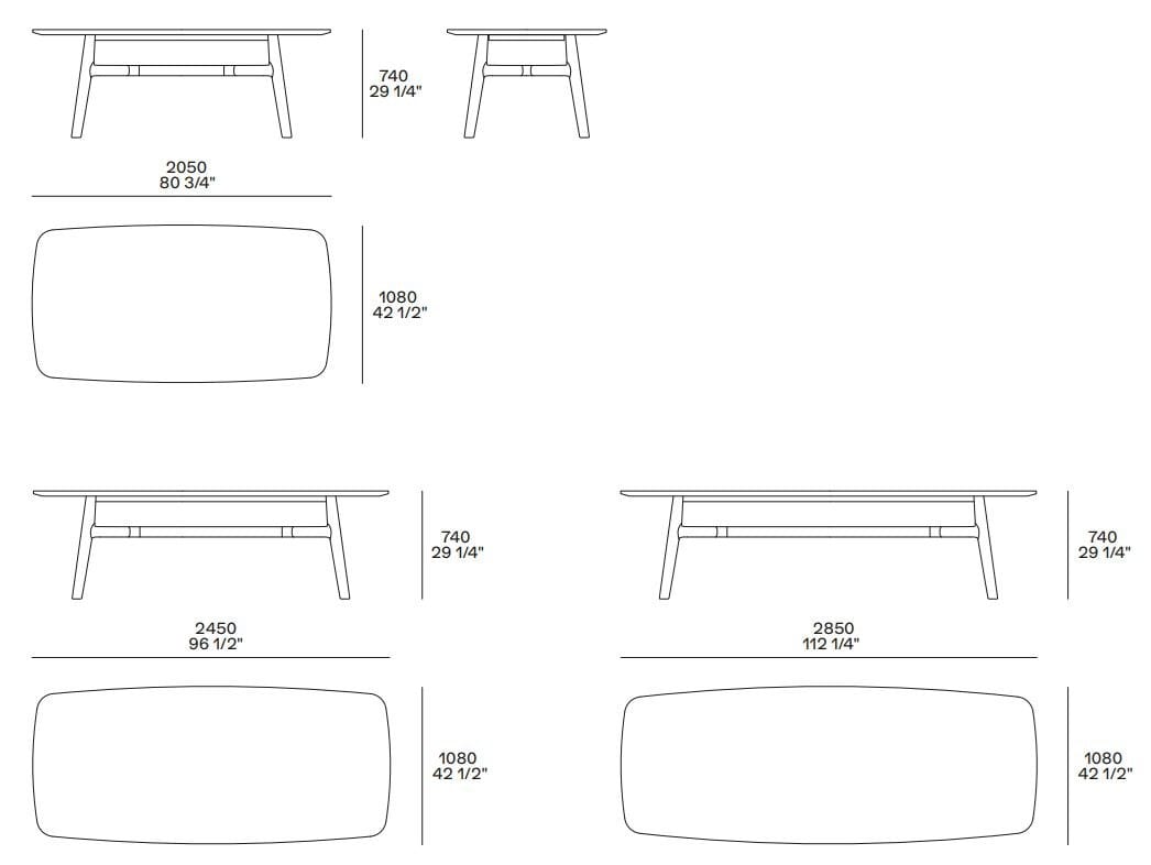 Прямоугольный стол из вяза Poliform Curve ARCH-00089987 - Вид №4