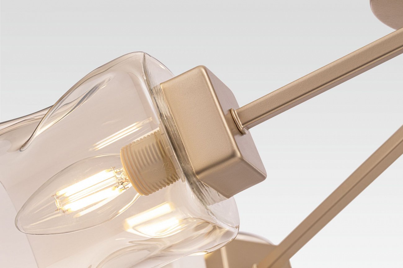 Светильник подвесной с 4 стеклянными плафонами матовое золото Isabella FR5095CL-04G FREYA MODERN 00-3957019 Золото - Вид №2