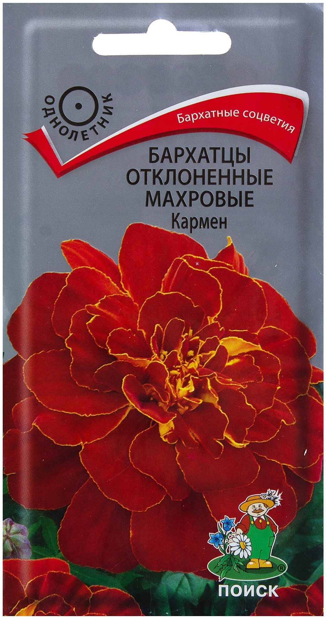 Бархатцы Кармен Santreyd - махровые красные с желтой каймой 17229549