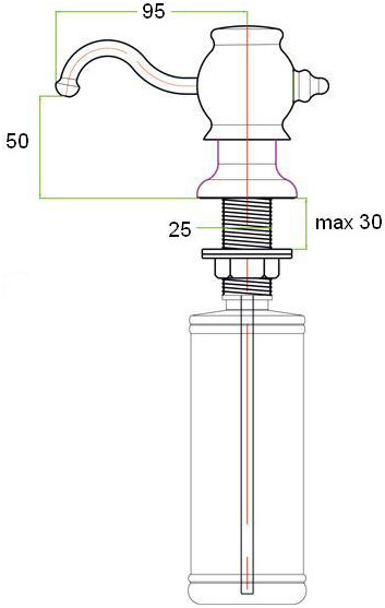 Встраиваемый дозатор ZorG Inox ZR-24 ПЕСОЧНЫЙ для жидкого мыла, песочный - Вид №1