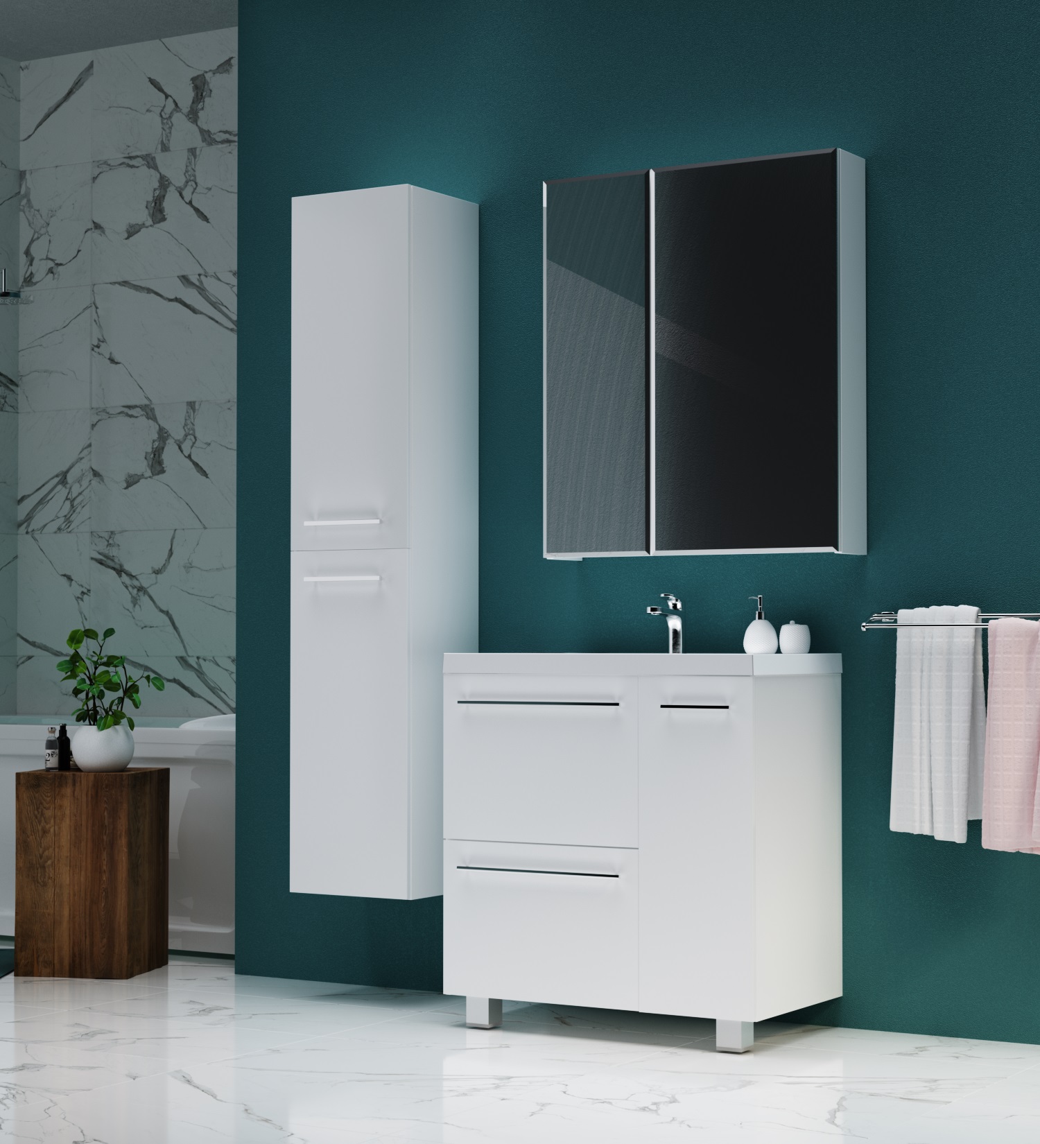 У51042 Тумба без раковины Соната 90Н 1д, 2я б/к 1 Marka Соната  - Вид №2