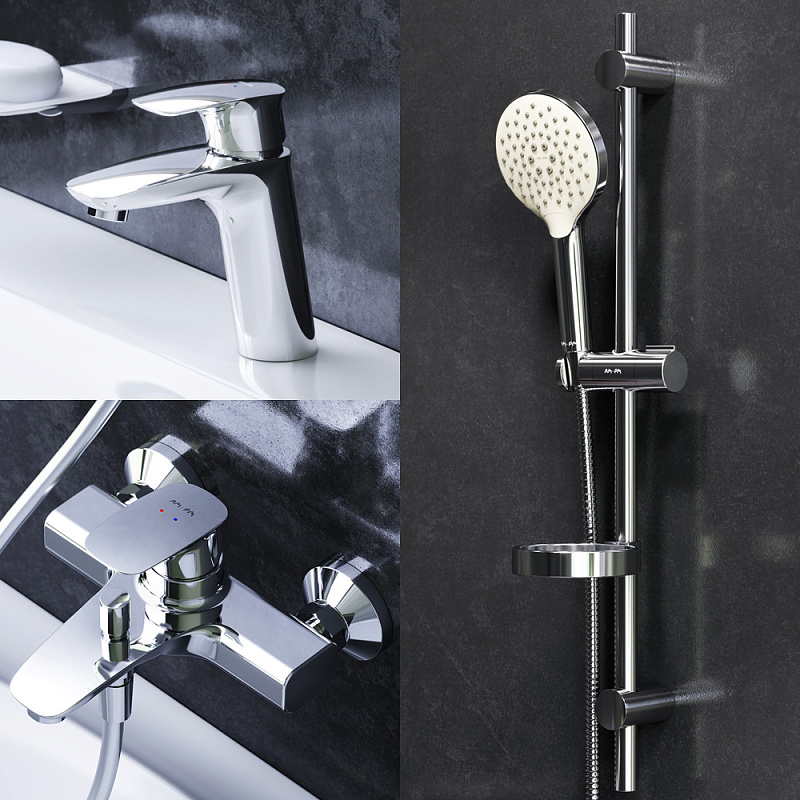 F40971A00 набор 3в1: см-ль д/умывальника см-ль д/ванны/душа душевой комплект шт. AM.PM Spirit V2.1  - Вид №1