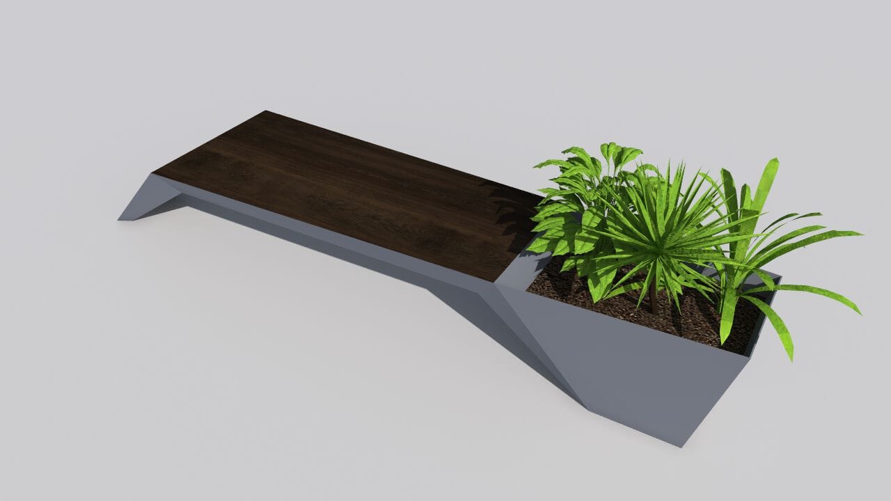 Скамейка из дерева и листового металла со встроенной плантатором без спинки CITYSì URBAN ARCH-00044158 - Вид №36