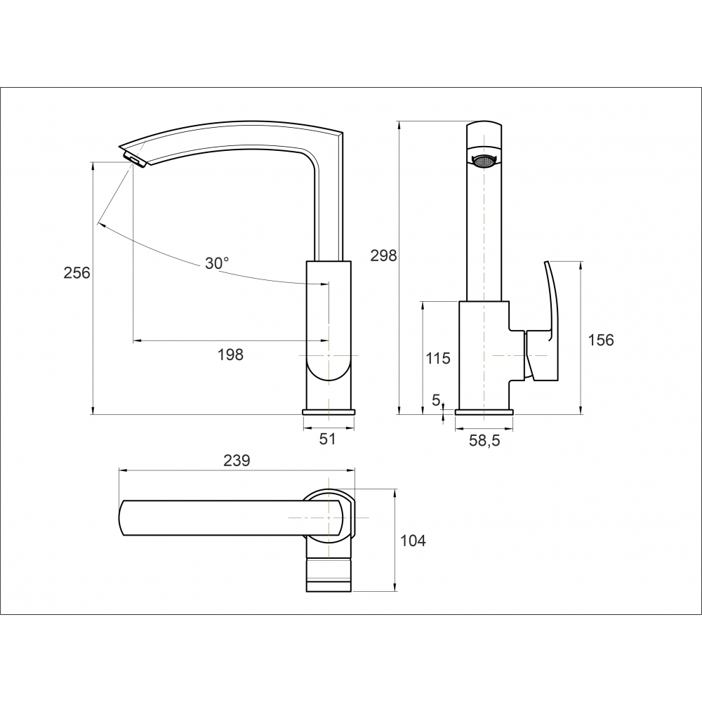 GZ 02021 Смеситель для кухни однорычажный Ganzer Хром Ganzer Германия 13949 - Вид №2