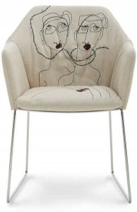 Saba Italia Тканевый стул на санках с подлокотниками New york