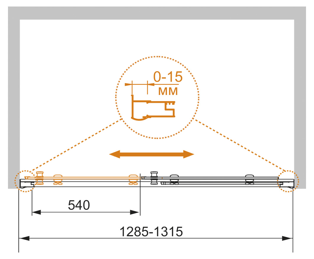 Душевая дверь в нишу CEZARES PRATICO-BF-1-130-P-Cr - Вид №8