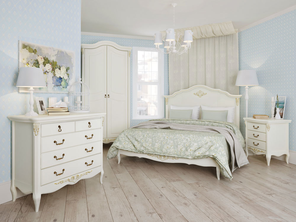 Прикроватная тумбочка с 3 ящиками светло-бежевая Romantic KREIND ROMANTIC 00-3879910 Бежевый Santreyd - Вид №3