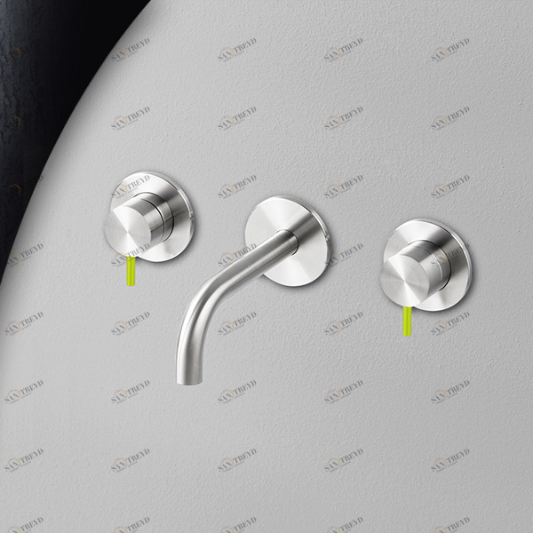 Смеситель для раковины сталь глянцевая с зеленой ручкой Toki Radomonte TKI28LCIL23