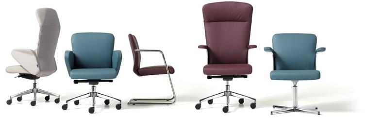 Diemme Регулируемое по высоте офисное кресло из кожи с 5 спицами и колесами Halfpipe sun-id-1352405 - Вид №3