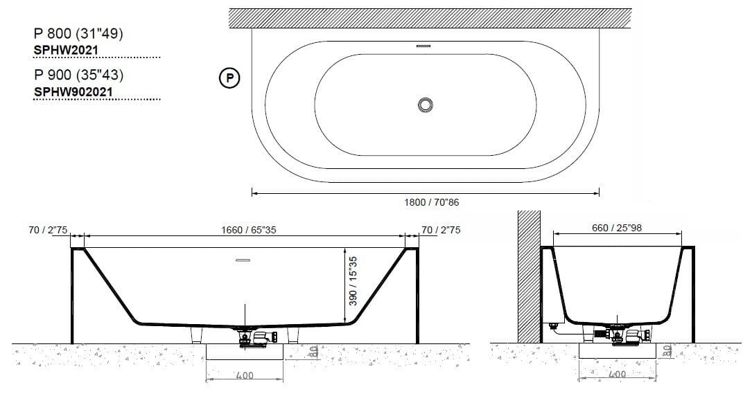 Ванна Corian® MOMA Design SAPPHIRE WALL ARCH-00028928 - Вид №4