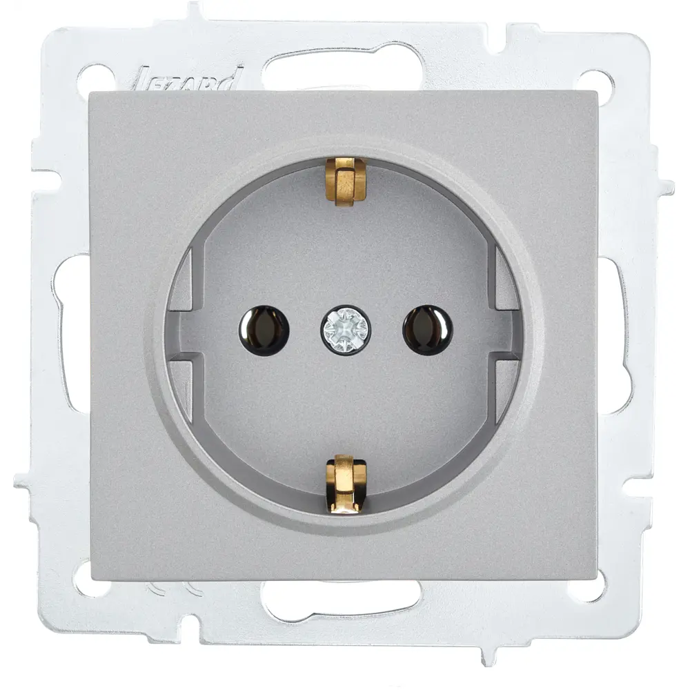Розетка Lezard Vesna с заземлением в цвете платина 87103791 STLM-1566562