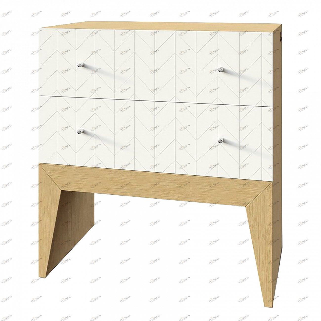 Тумбочка прикроватная белая с 2 ящиками Still New BRAGIN DESIGN  256440 Бежевый;белый;дуб сонома 