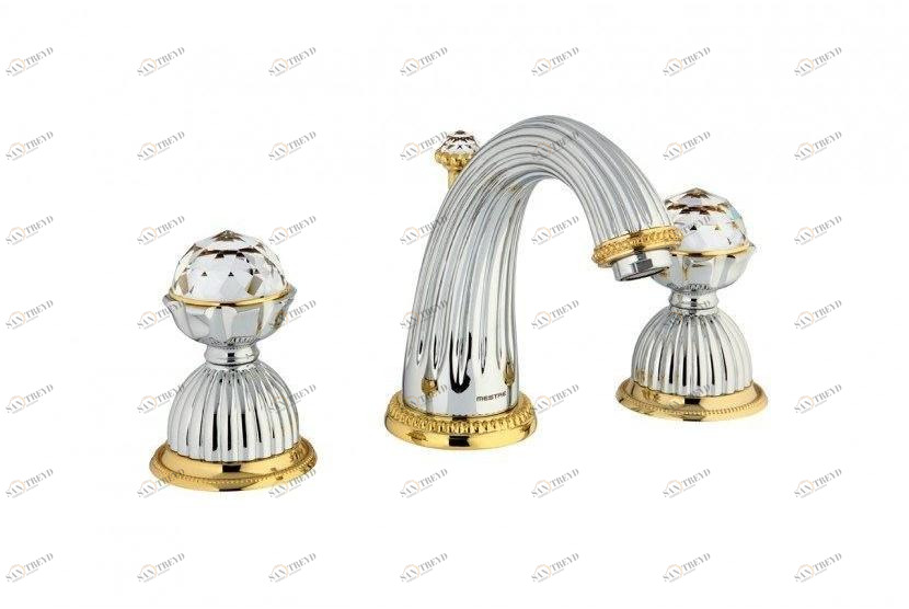 Bronces Mestre Смеситель для умывальника на 3 отверстия с полированными кристаллами Swarovski® Artica 033201.000.52