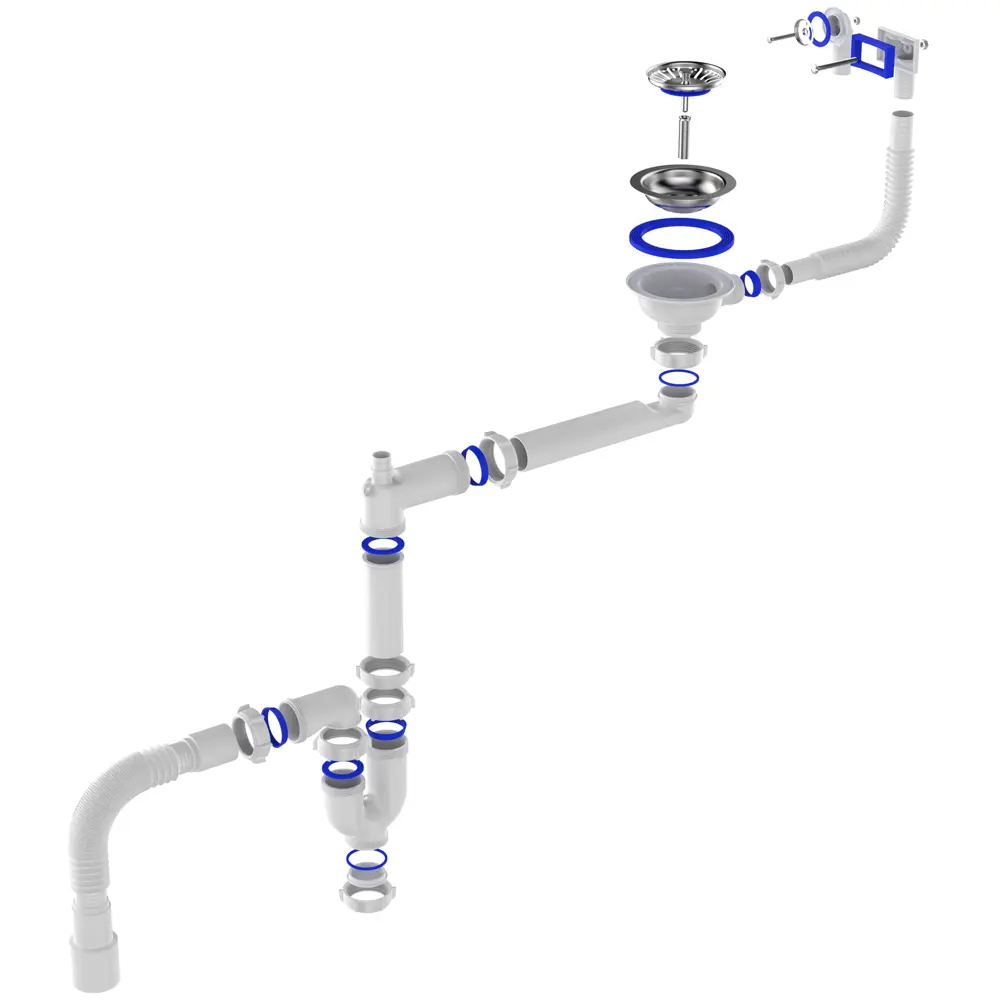 Сифон EQUATION для двойной мойки с переливом и защитой от запахов 89209833 STLM-1496383 - Вид №1
