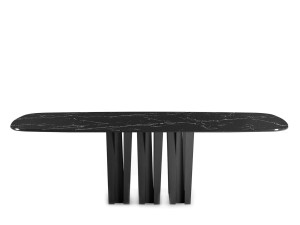 Прямоугольный мраморный стол с металлическим основанием