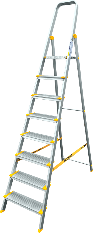 Стремянка алюминиевая профессиональная с анодированным покрытием АS 708 ALUMET 